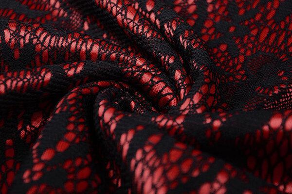 Lace on Charmeuse Red