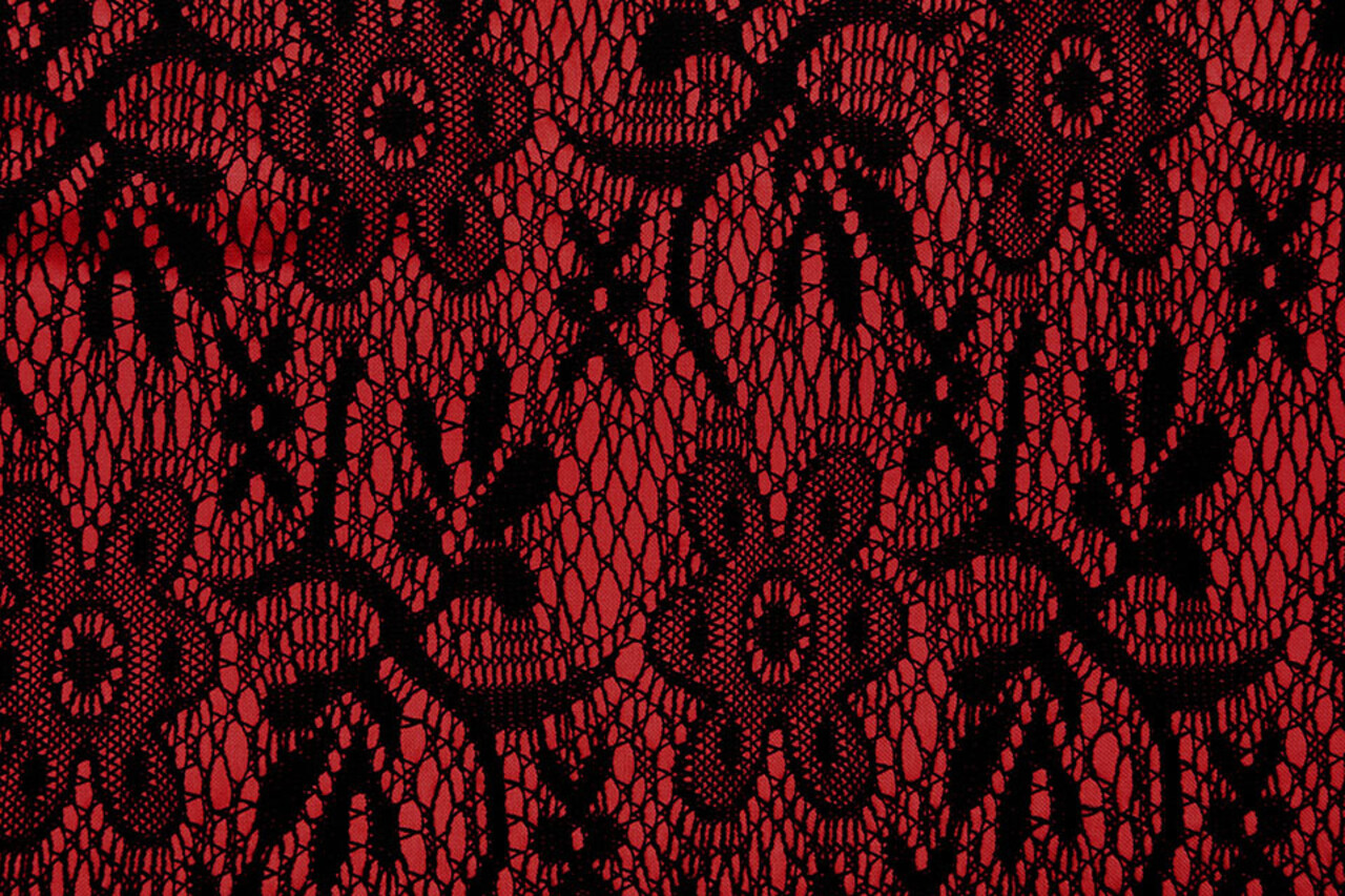 Lace on Charmeuse Red