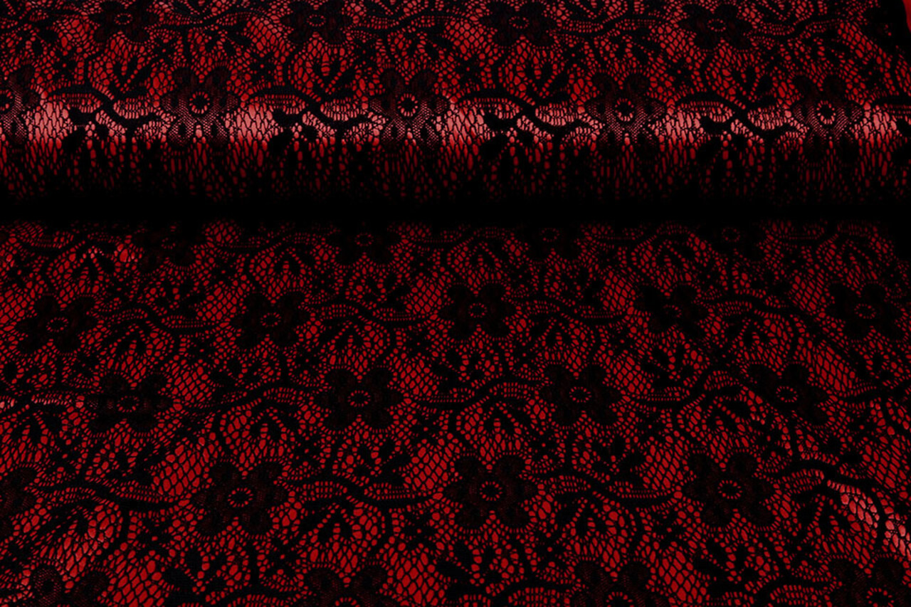 Lace on Charmeuse Red
