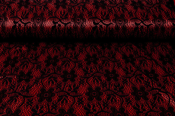 Lace on Charmeuse Red