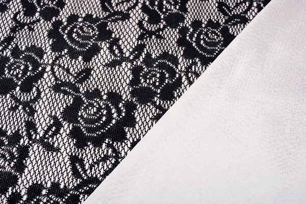 Lace on Charmeuse Beige