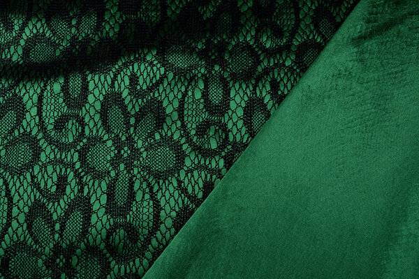 Lace on Charmeuse Green