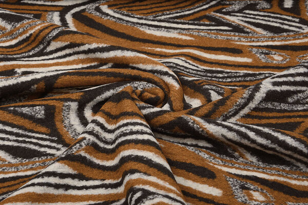 Gestrickter WollStoff Retro Braun schwarz Gestrickter WollStoff Retro Braun schwarz