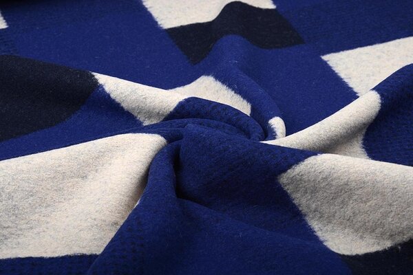 Knitted Woolen fabric Checkered Cobalt Blue