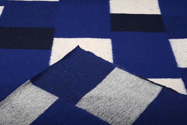 Knitted Woolen fabric Checkered Cobalt Blue