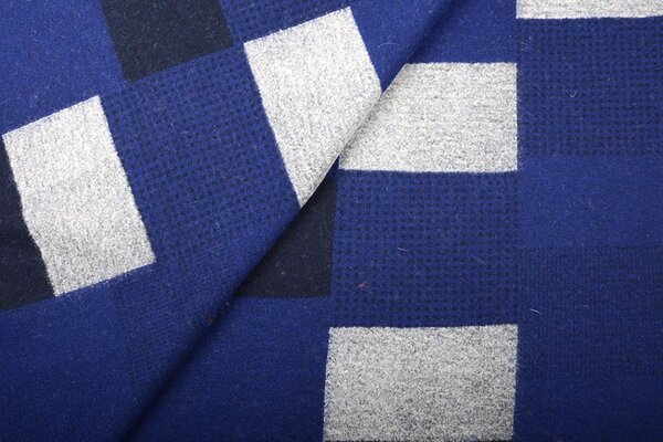 Gestrickter WollStoff Karierte Kobaltblau