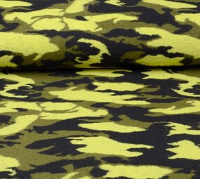 Gebreide Wollen stof Army Geel