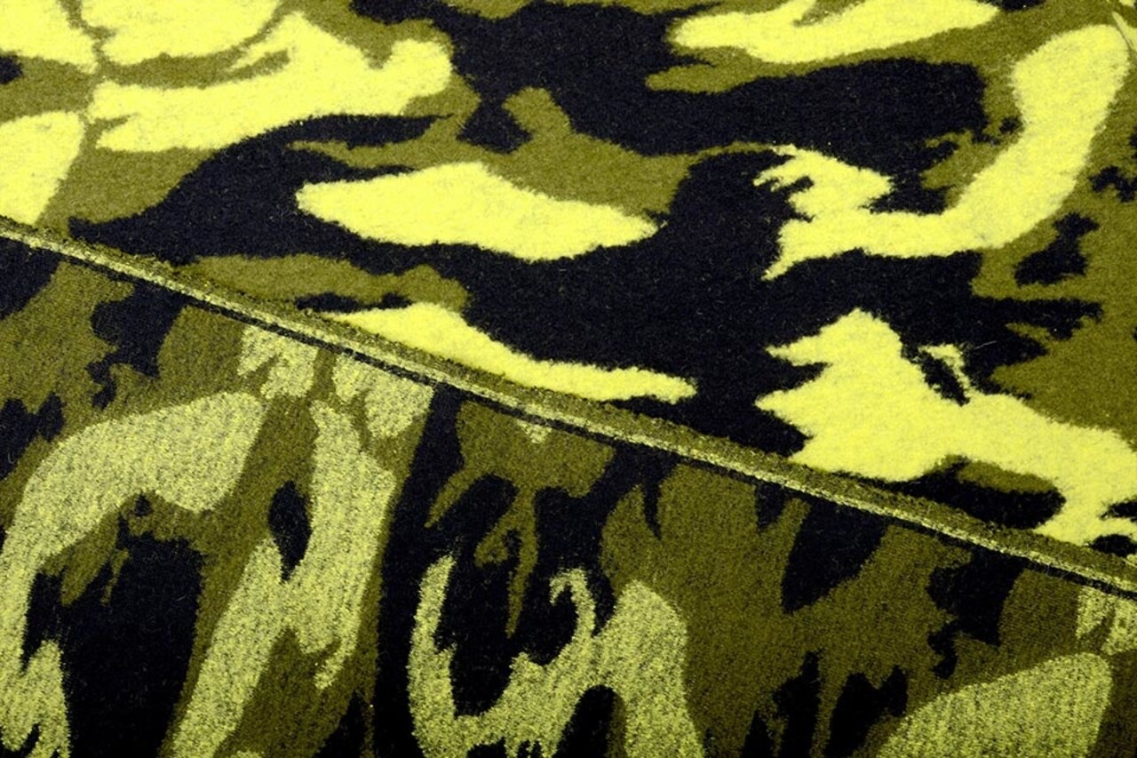 Gebreide Wollen stof Army Geel