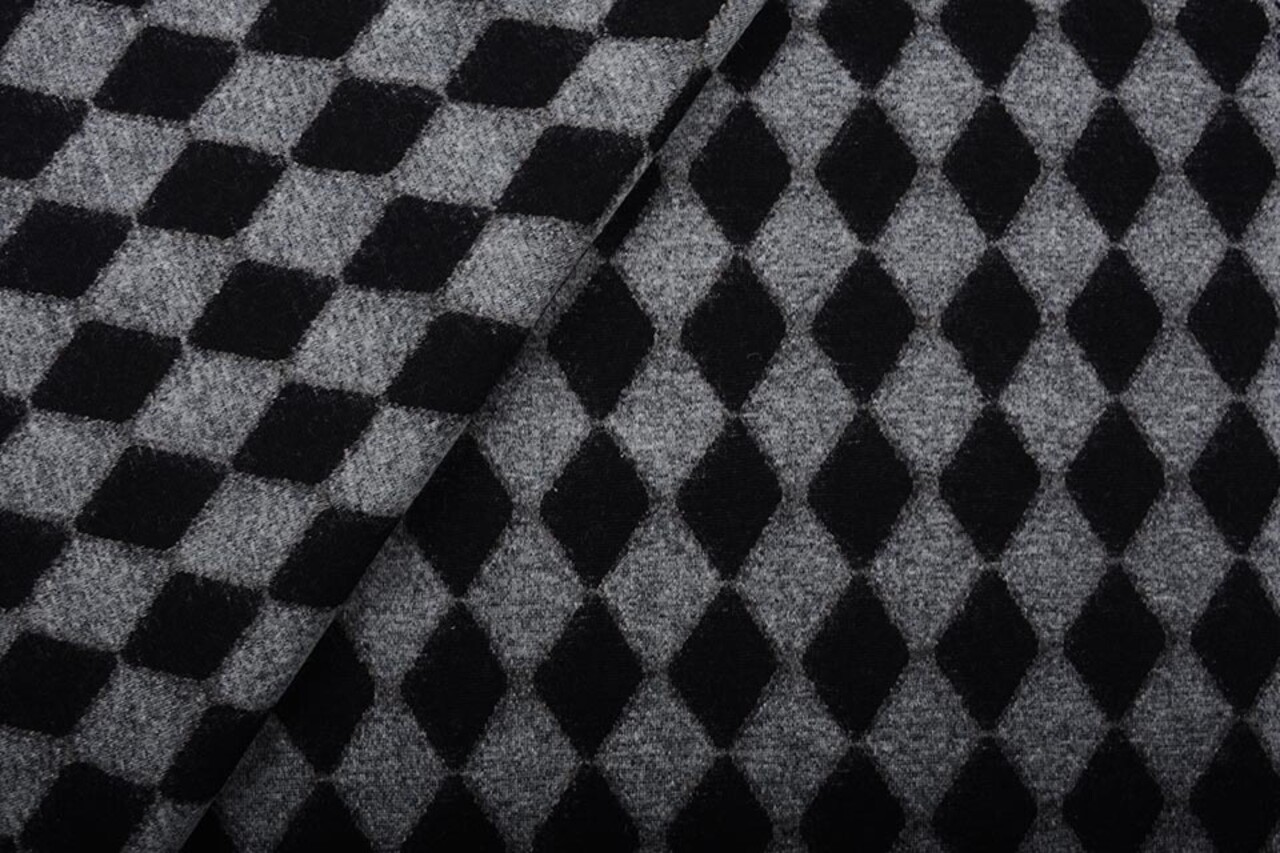 Knitted Woolen fabric Tartan Black White Knitted Woolen fabric Tartan Black White