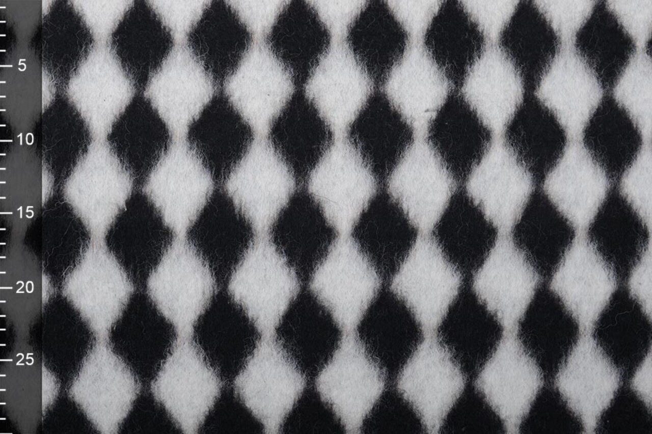 Tessuto di Lana a Maglia Quadri Nero Bianco