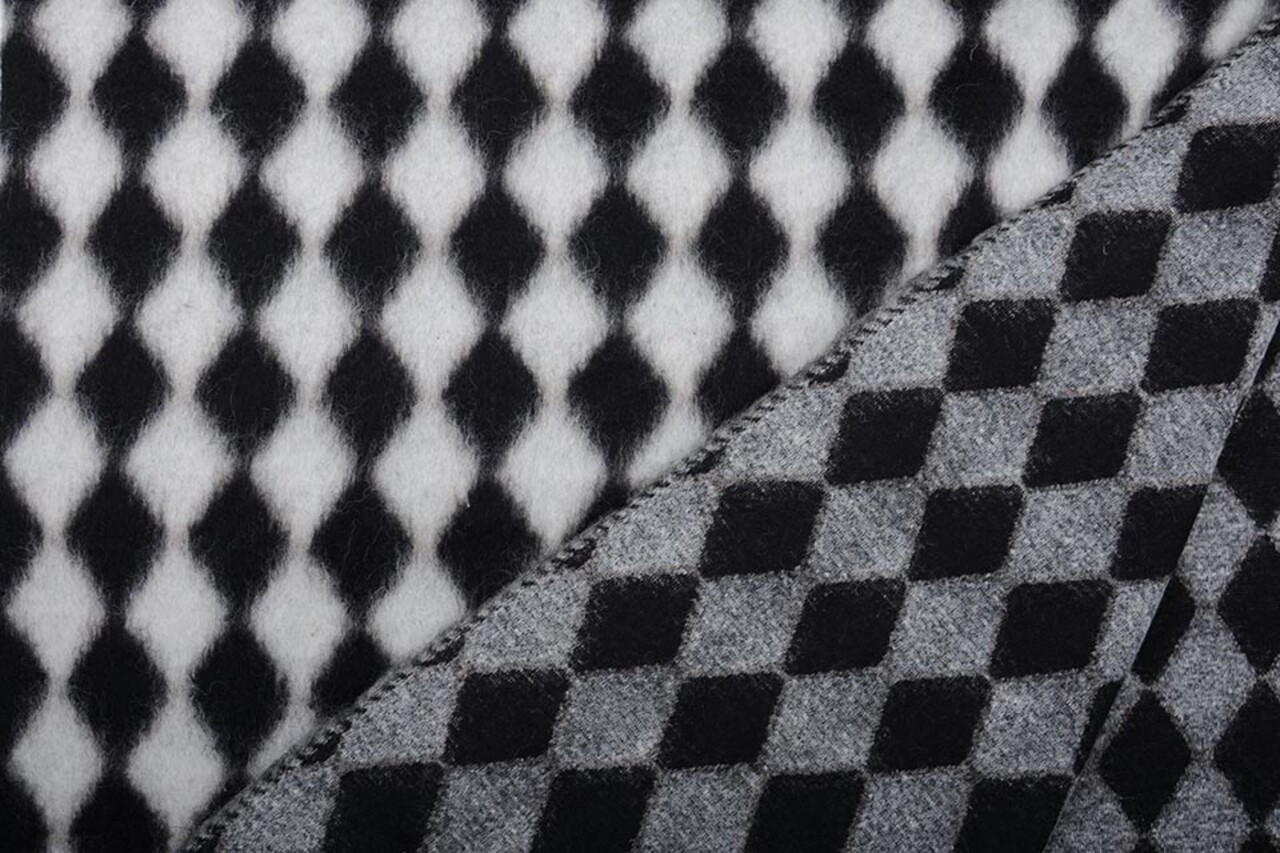 De Punto de Lana Tela Cuadros Negro Blanco De Punto de Lana Tela Cuadros Negro Blanco