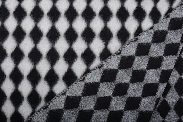 Knitted Woolen fabric Tartan Black White Knitted Woolen fabric Tartan Black White