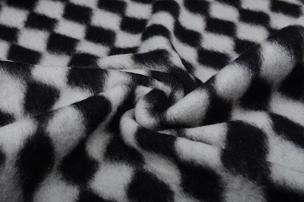 Knitted Woolen fabric Tartan Black White Knitted Woolen fabric Tartan Black White