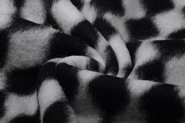 Knitted Woolen fabric Tartan Black White Knitted Woolen fabric Tartan Black White