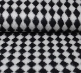 Tessuto di Lana a Maglia Quadri Nero Bianco Tessuto di Lana a Maglia Quadri Nero Bianco