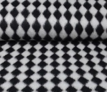 Knitted Woolen fabric Tartan Black White