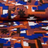 Gestrickter Wollstoff Orange Blau Gestrickter Wollstoff Orange Blau