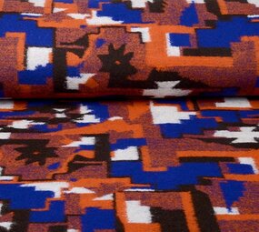 Gebreide Wollen Stof Oranje Blauw Gebreide Wollen Stof Oranje Blauw