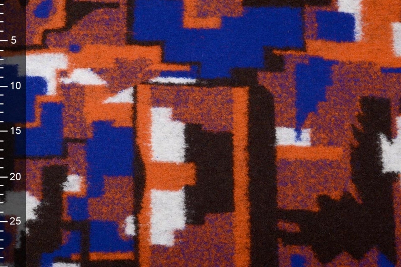 Gestrickter Wollstoff Orange Blau Gestrickter Wollstoff Orange Blau