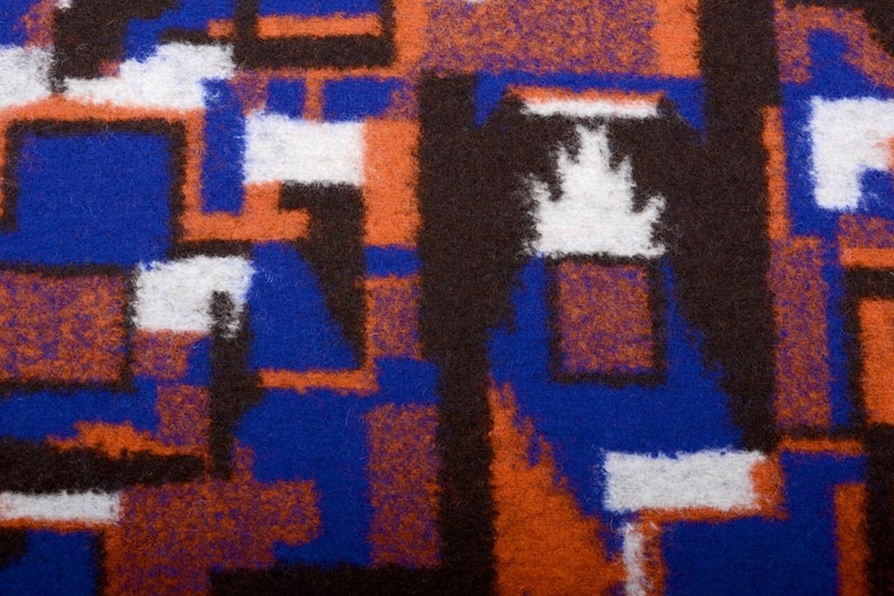 Gebreide Wollen Stof Oranje Blauw Gebreide Wollen Stof Oranje Blauw