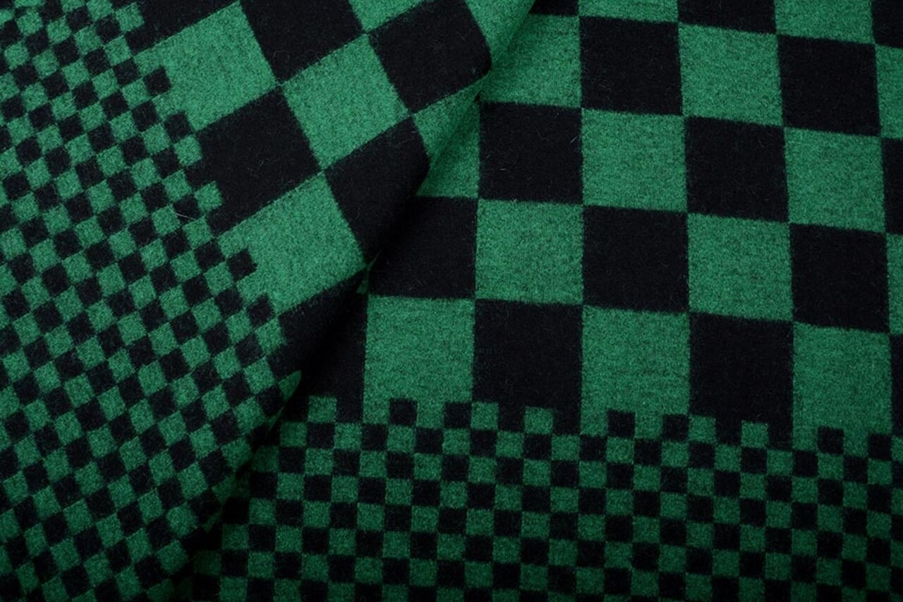 Panel Knitted Woolen fabric Checkered Green Panel Knitted Woolen fabric Checkered Green