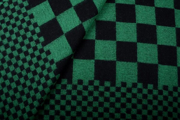 Panel Knitted Woolen fabric Checkered Green Panel Knitted Woolen fabric Checkered Green