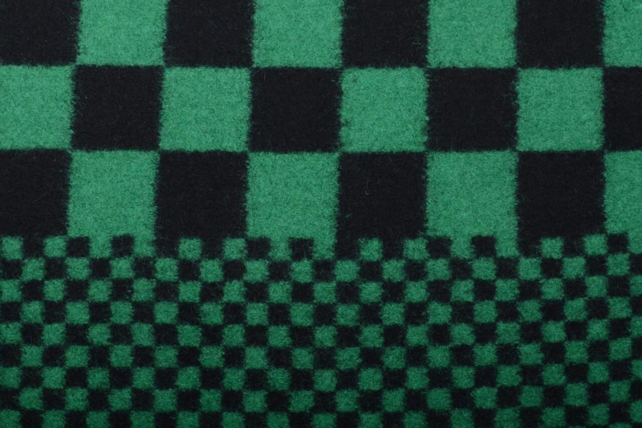Panel Knitted Woolen fabric Checkered Green Panel Knitted Woolen fabric Checkered Green