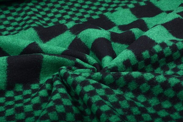Panel Knitted Woolen fabric Checkered Green Panel Knitted Woolen fabric Checkered Green