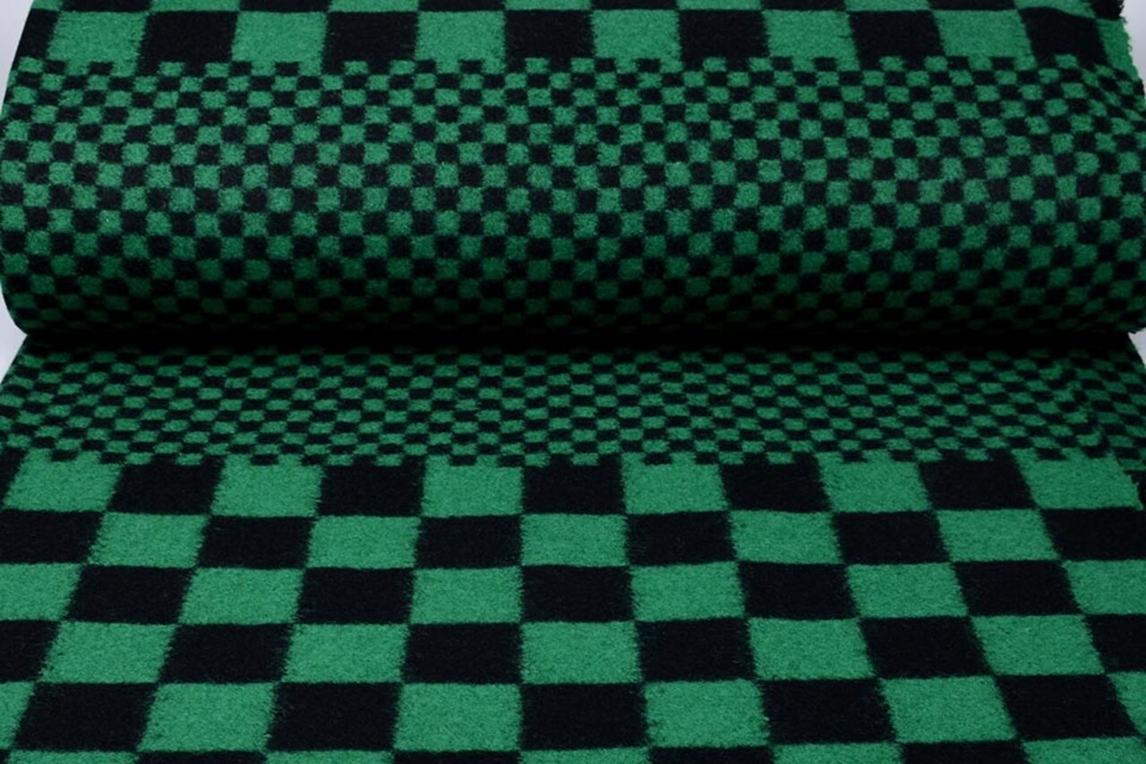 Panel de Punto de Lana Tela Geblokt Verde Panel de Punto de Lana Tela Geblokt Verde