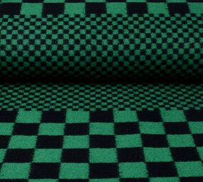 Panneau Tricoté Laine Tissu à Carreaux Vert