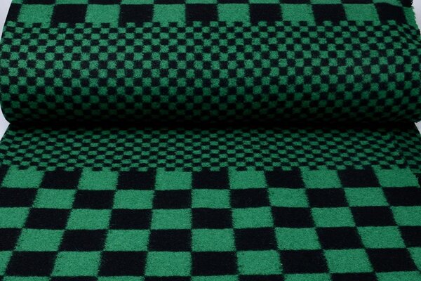 Panel Knitted Woolen fabric Checkered Green Panel Knitted Woolen fabric Checkered Green