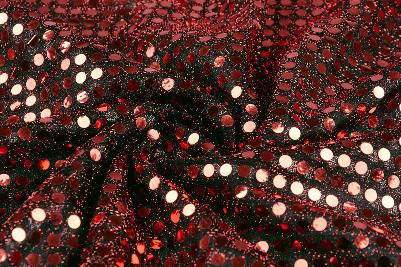 Pailletten auf Lurex Schwarz-Rot