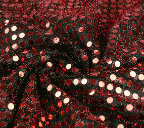 Paillettes sur Lurex Noir-Rouge