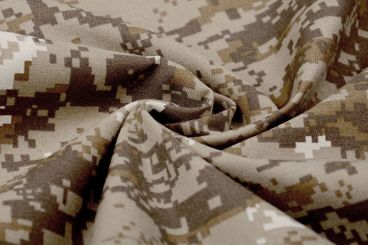 Polyester Coton Pixels Marron