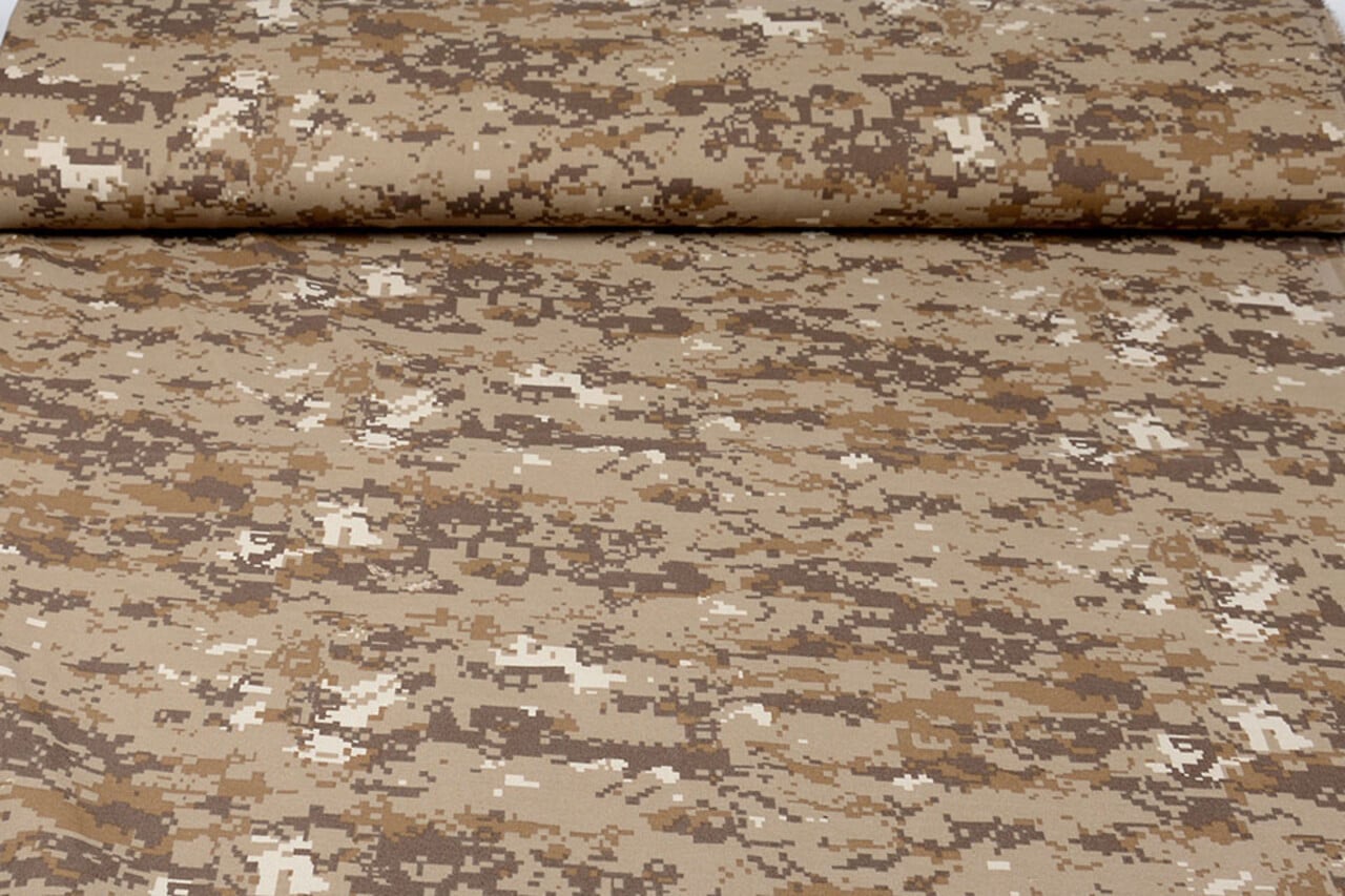 Polyester Coton Pixels Marron