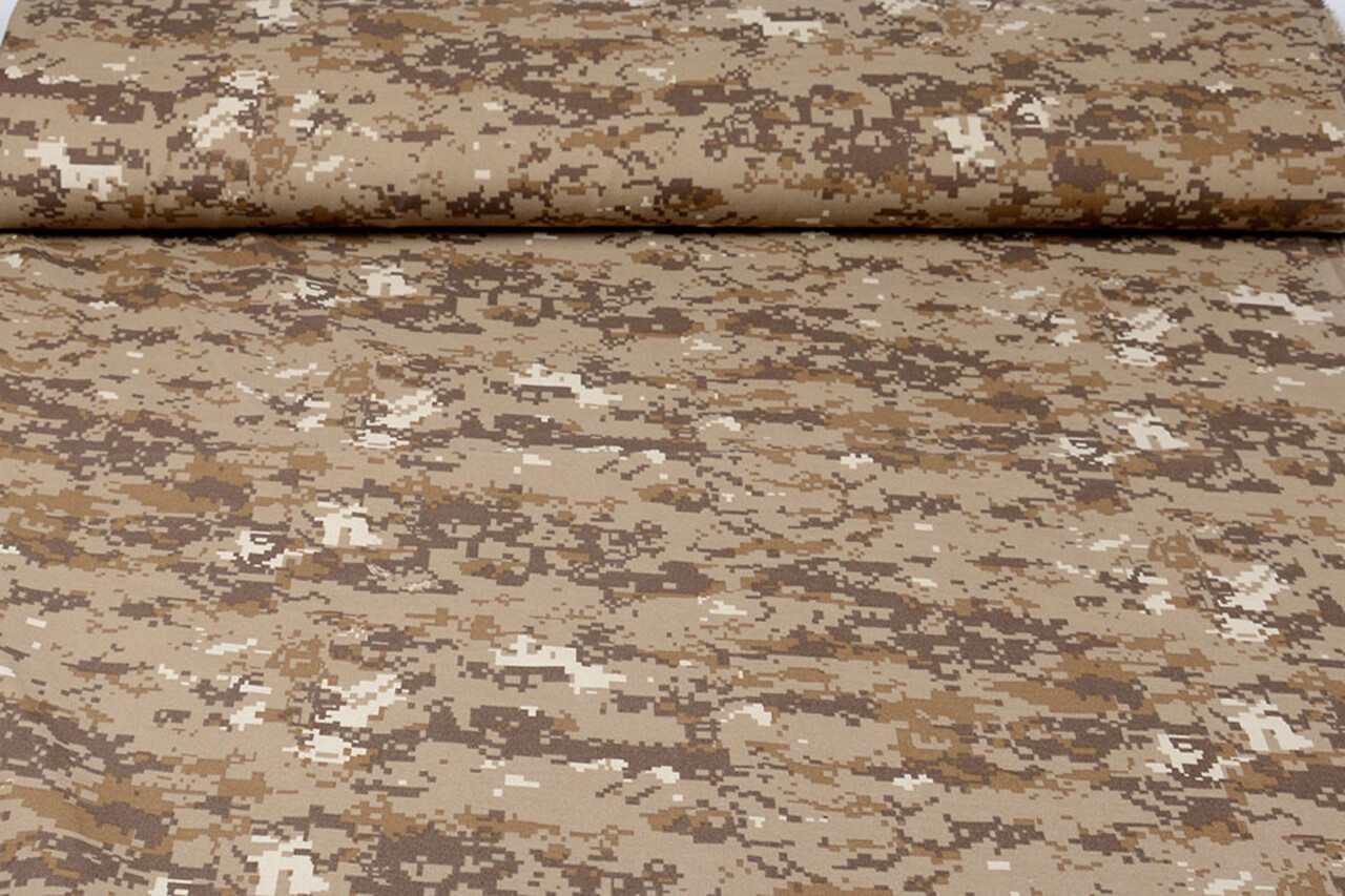 Polyester Cotton Pixels Brown