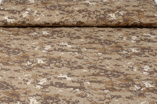 Polyester Cotton Pixels Brown