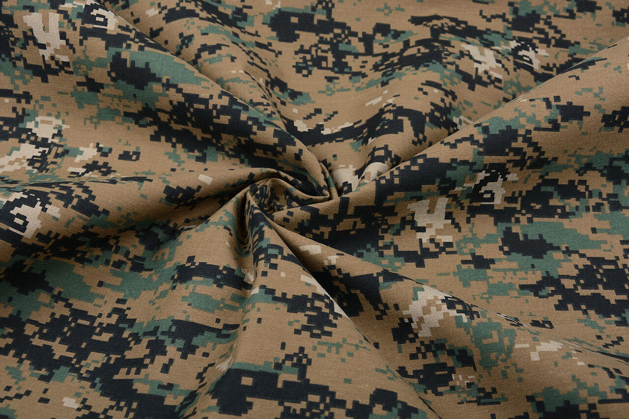 Polyester Cotton  Pixels Army Green