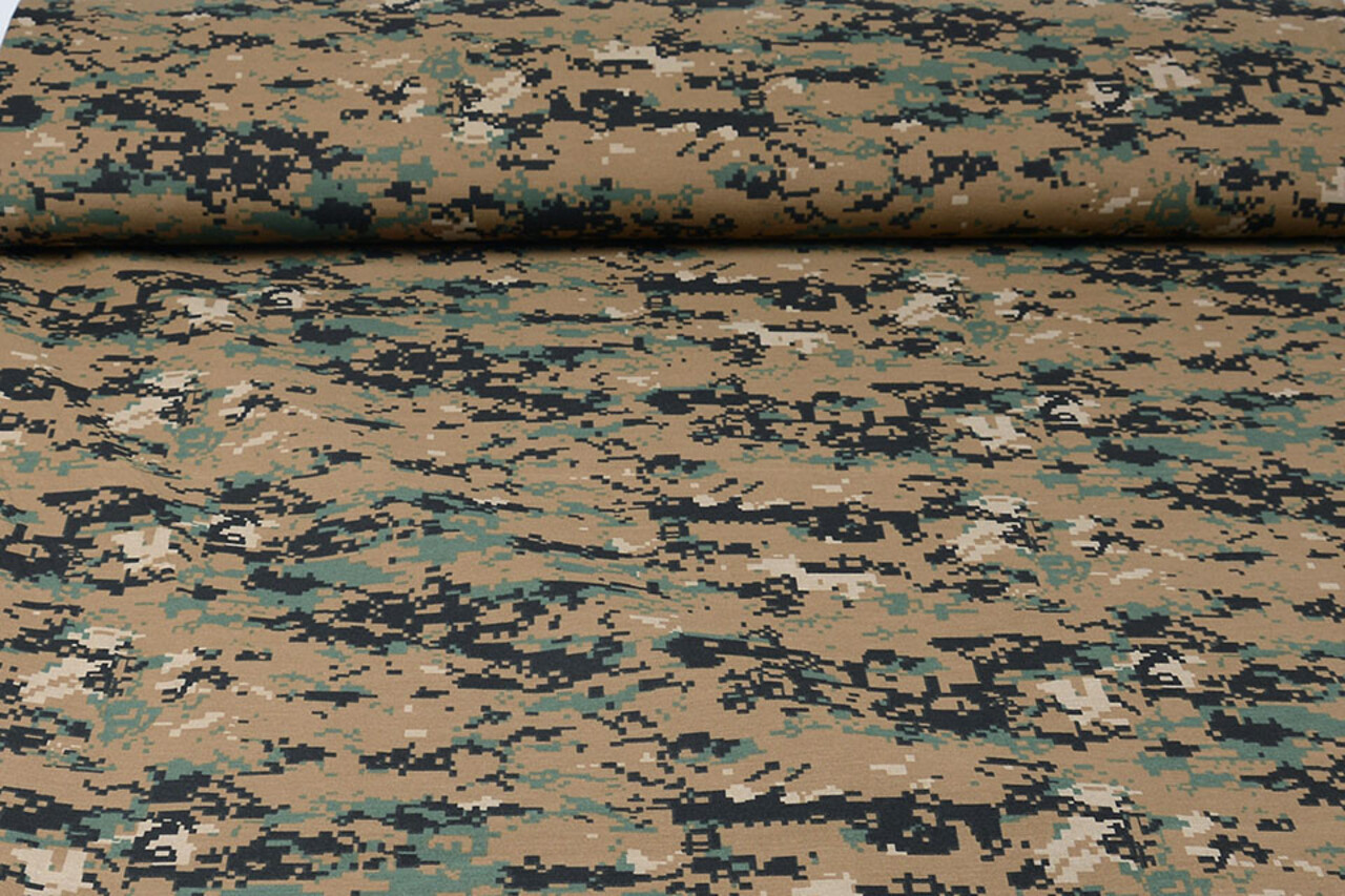 Polyester Cotton  Pixels Army Green