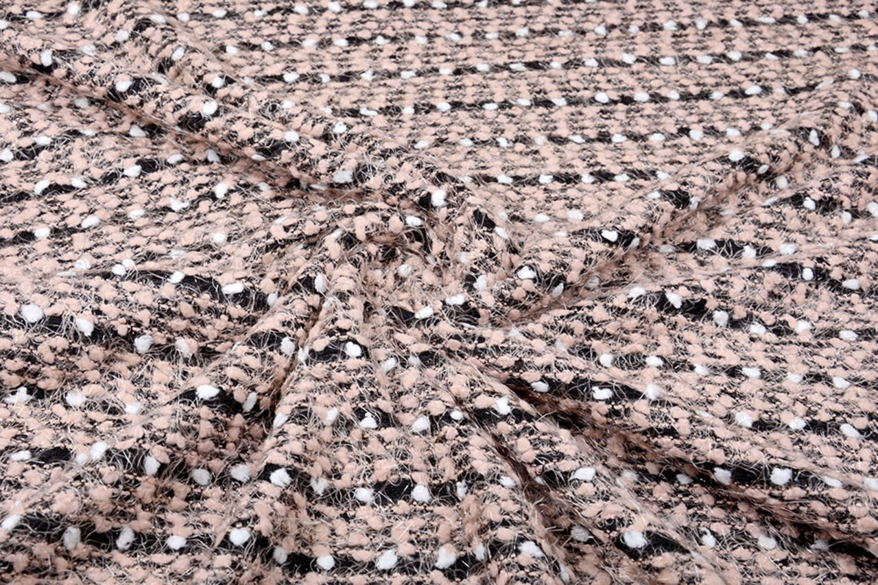 Fancy Bouclé Streep Zwart Poeder Roze