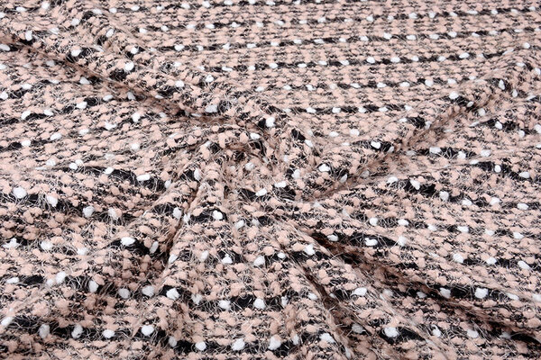 Fancy Bouclé Streep Zwart Poeder Roze