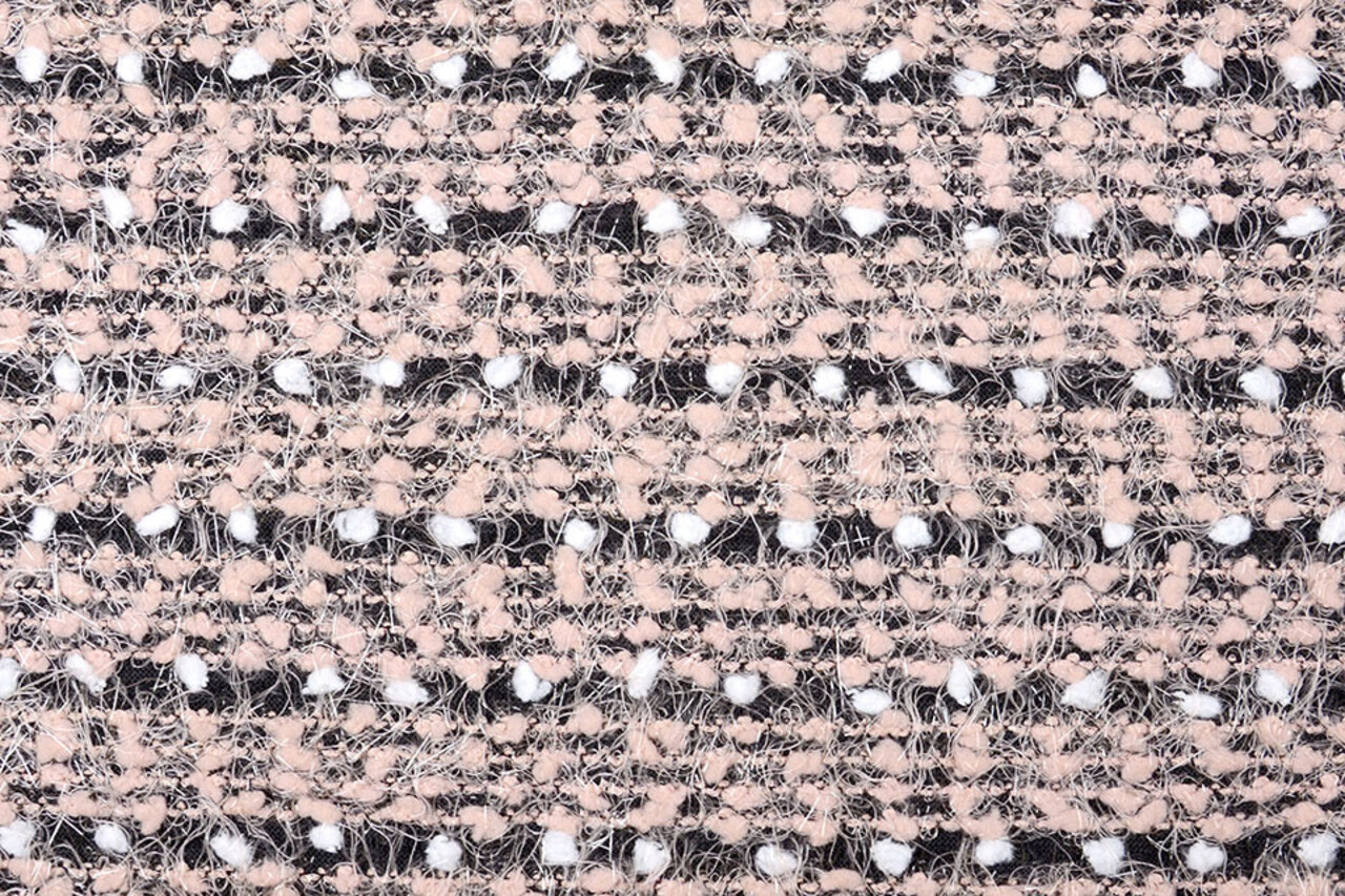 Fancy Bouclé Streep Zwart Poeder Roze