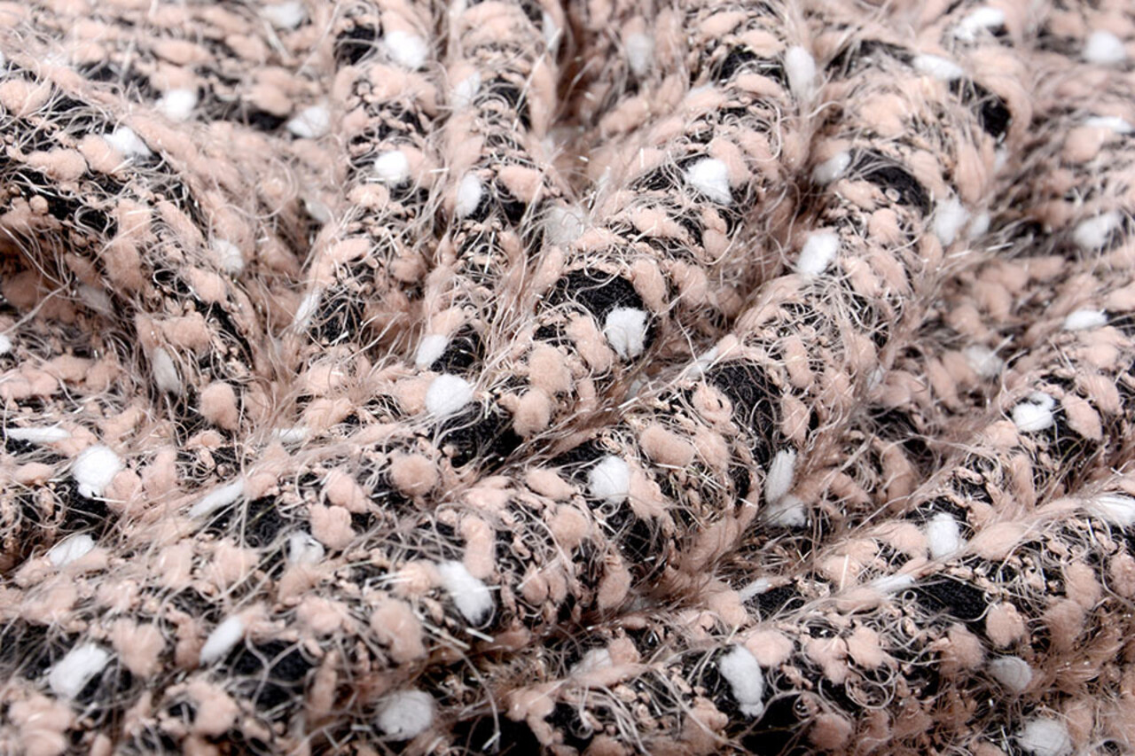 Fancy Bouclé Streep Zwart Poeder Roze