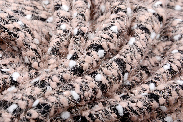 Fancy Bouclé Streep Zwart Poeder Roze