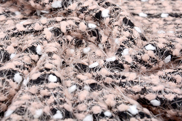 Fancy Bouclé Streep Zwart Poeder Roze