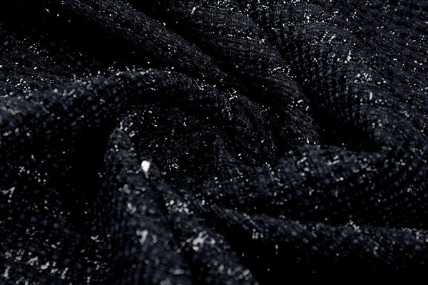 Bouclé feine Pailletten Streifen Marineblau