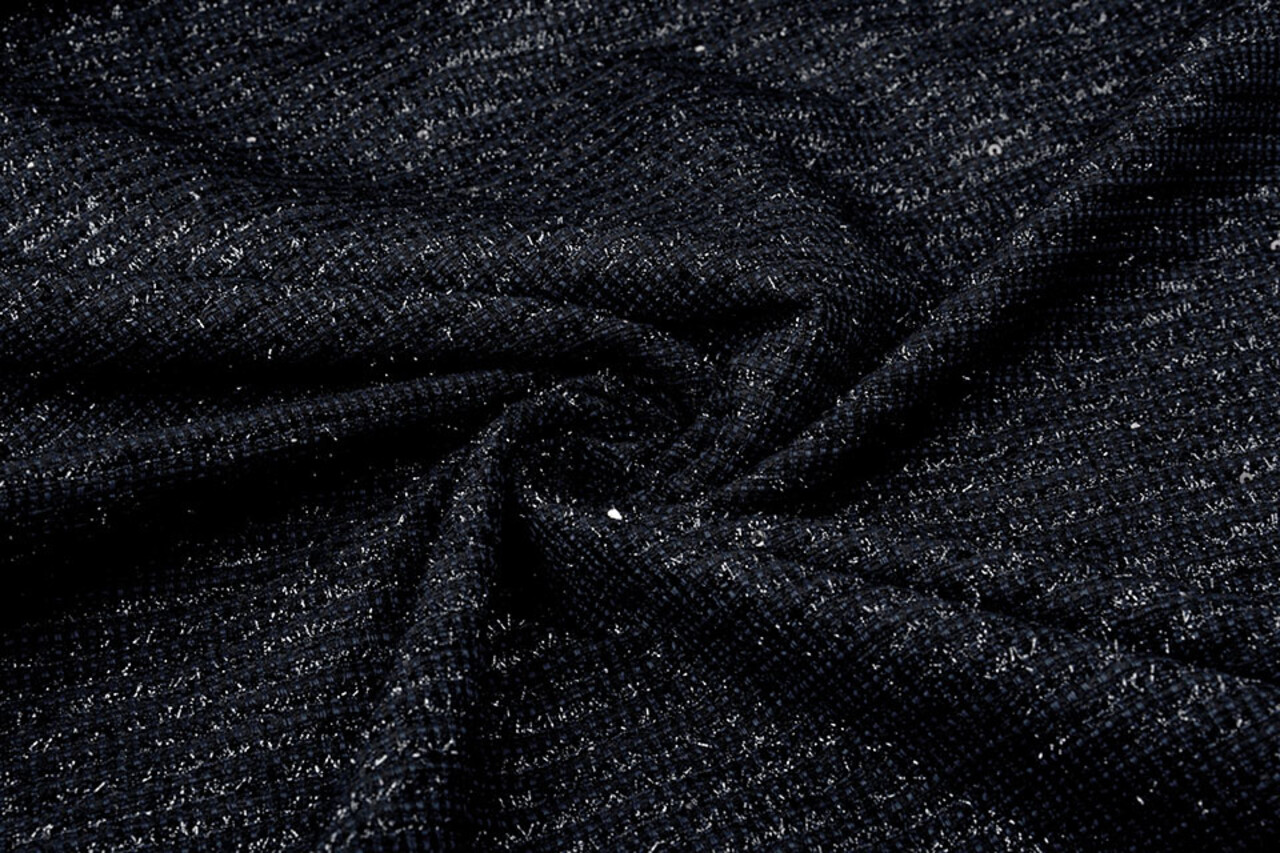 Bouclé Fine Paillet Riga Blu Navy Bouclé Fine Paillet Riga Blu Navy