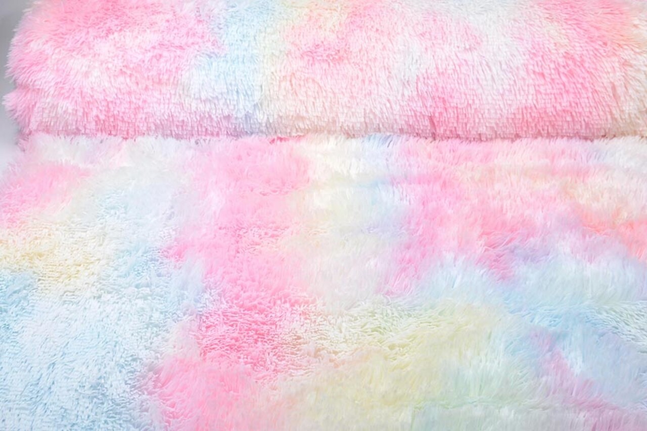 Lange Zottelplüsch Multicolor Pastell