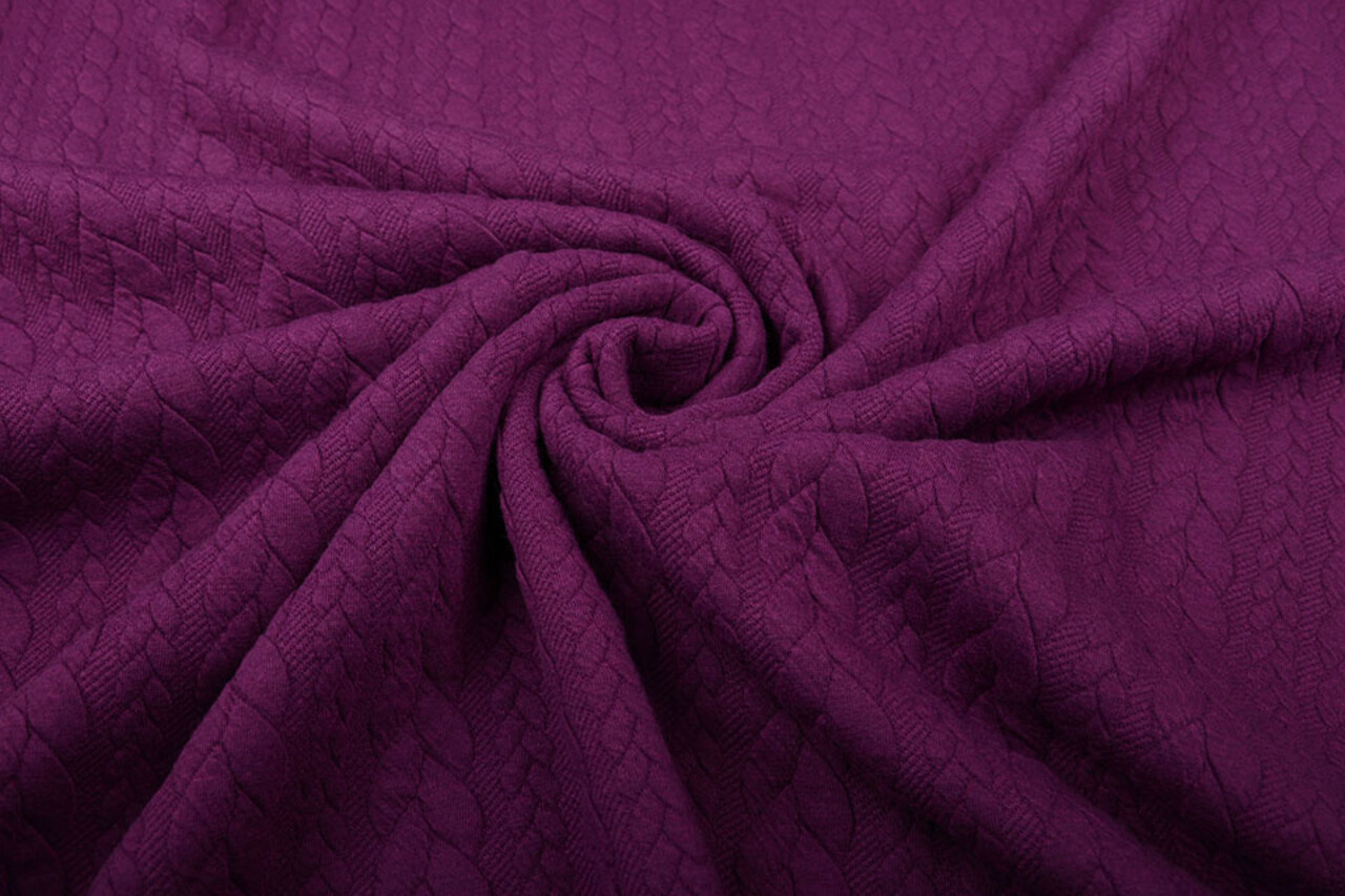 Knitted Cable Fabric Tricot Aubergine
