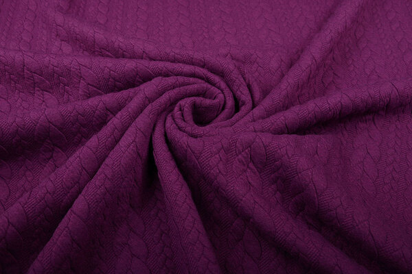 Knitted Cable Fabric Tricot Aubergine
